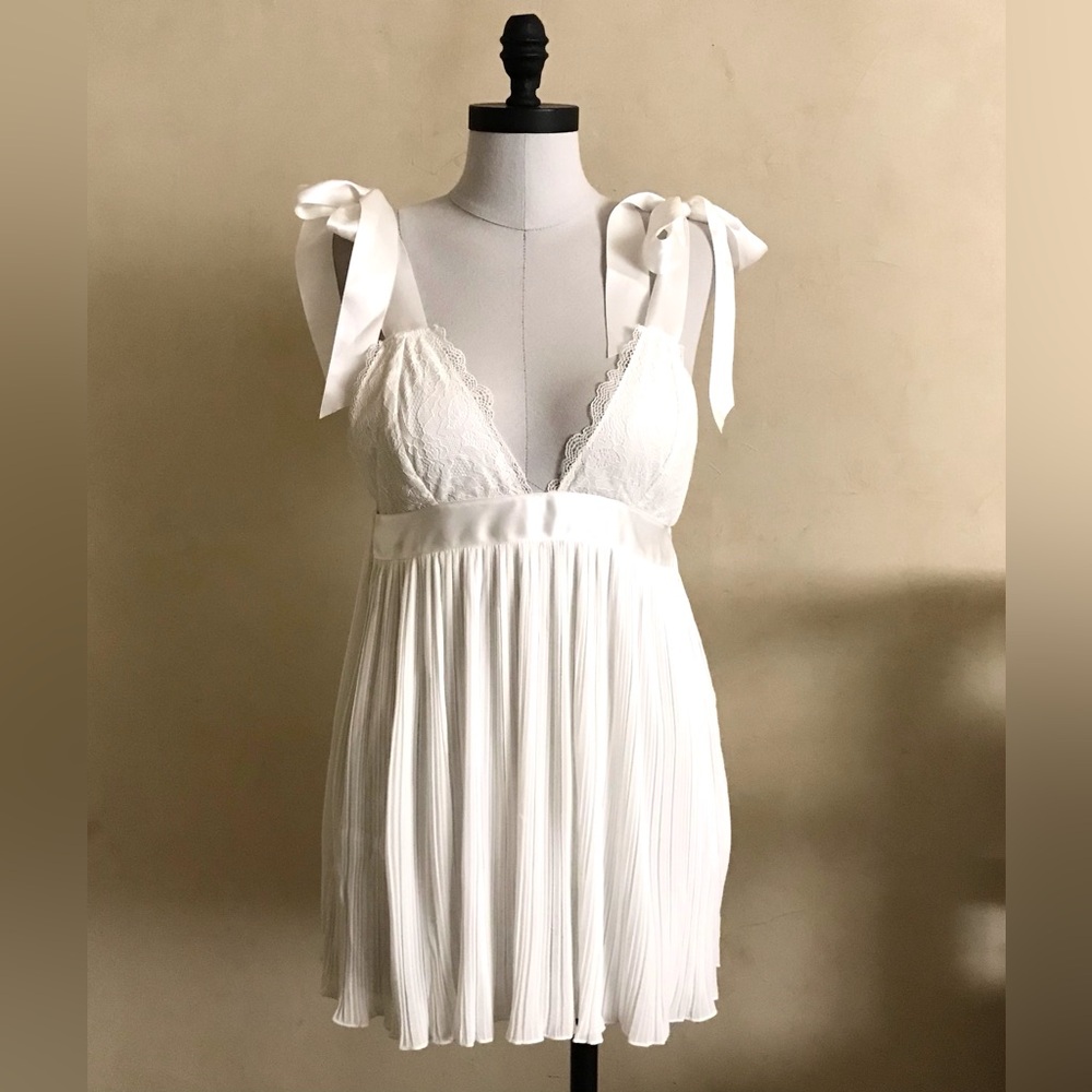 Masion Wester White Plissé & Lace Camisole Top